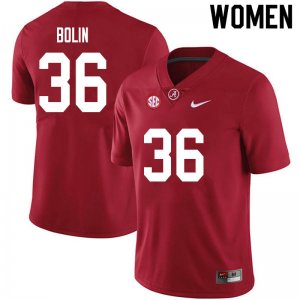 NCAA Women's Alabama Crimson Tide #36 Bret Bolin Stitched College 2020 Nike Authentic Crimson Football Jersey FF17V36RR